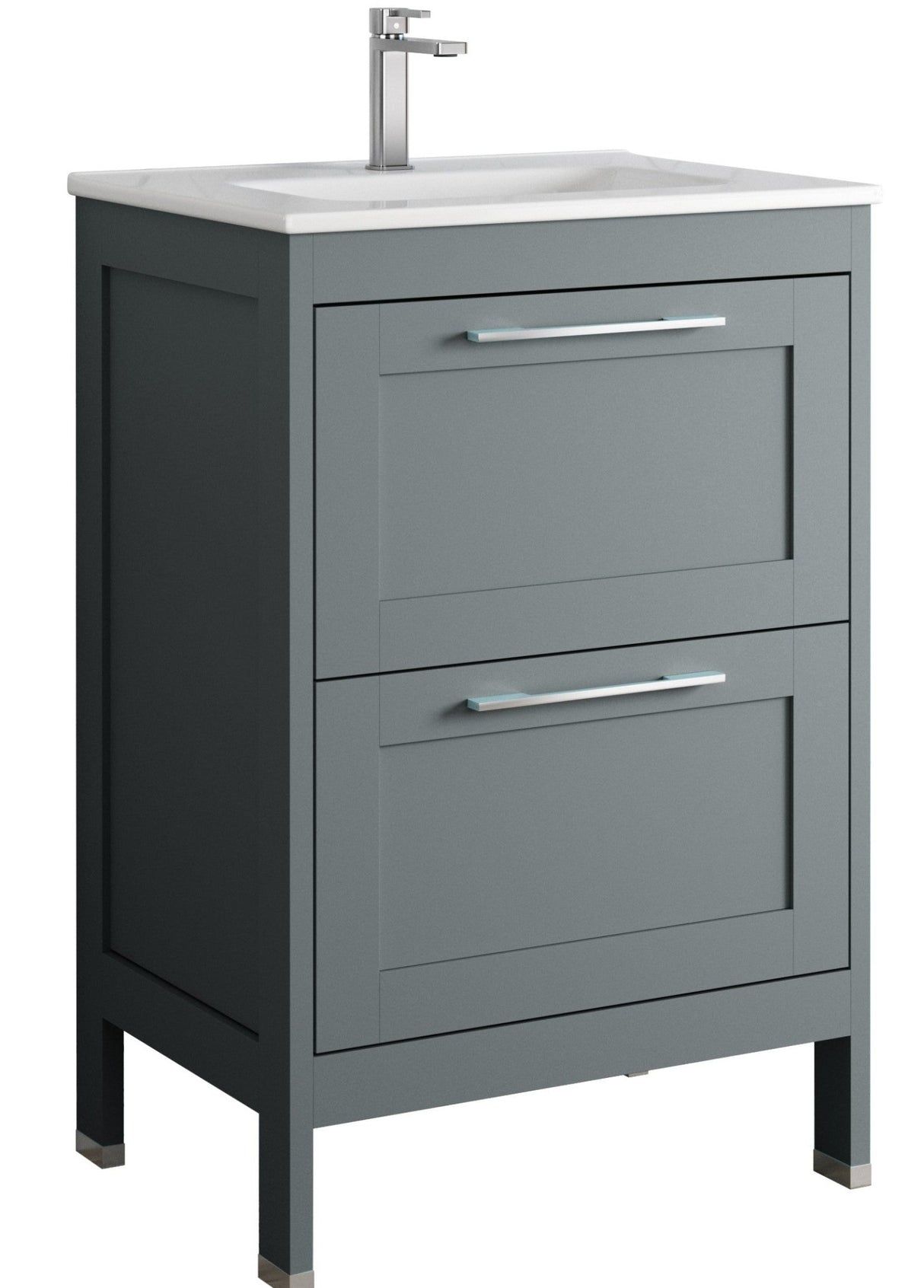 Bathroom Studio Corey 60cm 2 Drawer Floor Standing Unit Matt Grey - VANITY UNITS - Beattys of Loughrea