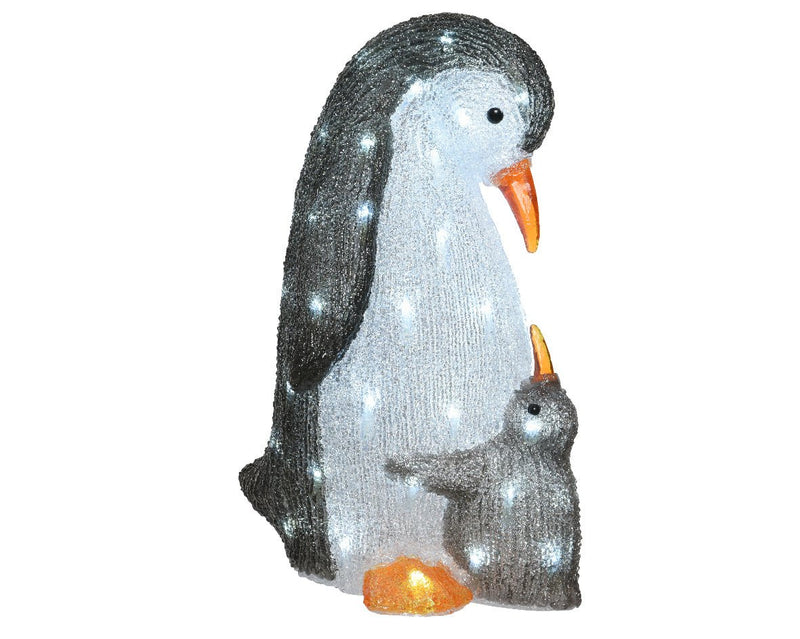 LED Acrylic Penguin with Baby - 47cm - XMAS LIGHTED OUTDOOR DECOS - Beattys of Loughrea