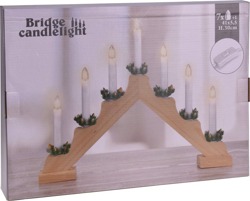 Wooden 7 Light CandleBridge - XMAS CANDLE ARCHES LOGS - Beattys of Loughrea