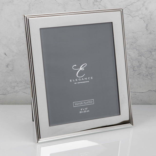 8" x 10" - Elegance Silverplated Rib Edge Frame - Gift Boxed - PHOTO FRAMES - PLATED, GILT, STONE - Beattys of Loughrea