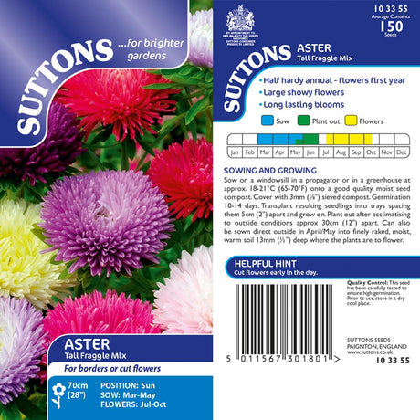 Suttons Aster Tall Fraggle Mix - SEED VEG & FLOWER - Beattys of Loughrea