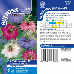 Suttons Love-In-A-Mist Nigella Persian Jewels - SEED VEG & FLOWER - Beattys of Loughrea
