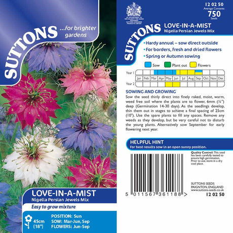Suttons Love-In-A-Mist Nigella Persian Jewels - SEED VEG & FLOWER - Beattys of Loughrea
