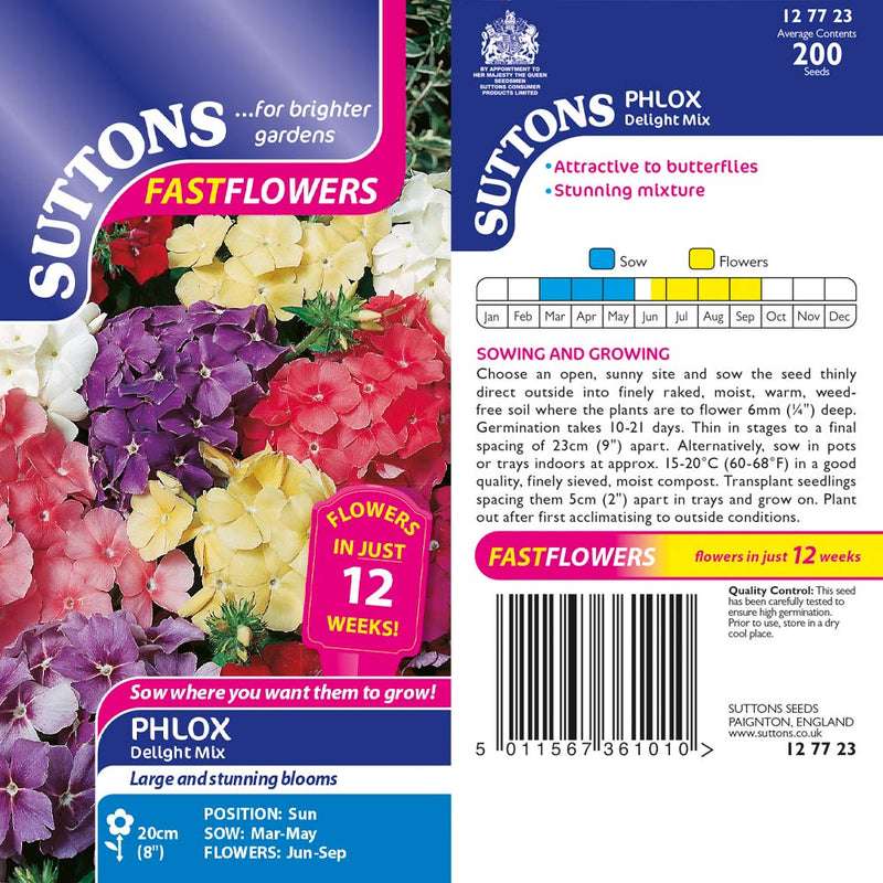 Suttons Phlox Delight Mix - SEED VEG & FLOWER - Beattys of Loughrea