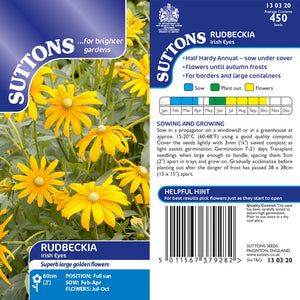 Suttons Rudbeckia Irish Eyes G130320 - SEED VEG & FLOWER - Beattys of Loughrea