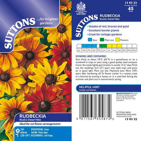 Suttons Rudbeckia Rustic Dwarf Mix - Beattys of Loughrea | www.beattys.ie