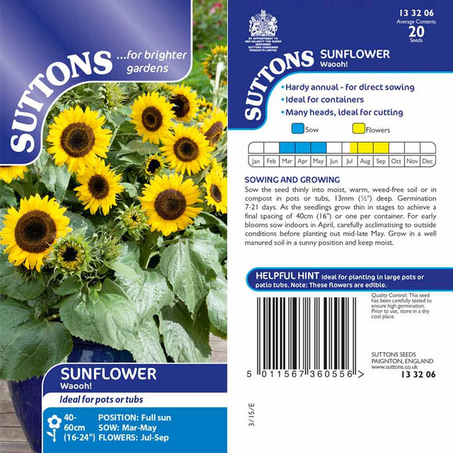 Suttons Sunflower Waooh! 133206 - SEED VEG & FLOWER - Beattys of Loughrea