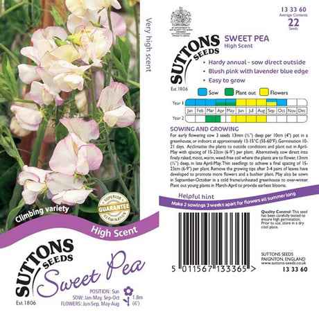 Suttons Sweet Pea High Scent 133360 - SEED VEG & FLOWER - Beattys of Loughrea