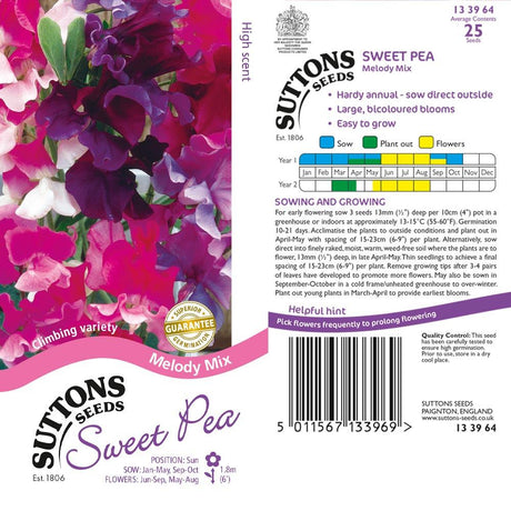 Suttons Sweet Pea Melody Mixed 133964 - Beattys of Loughrea | www.beattys.ie