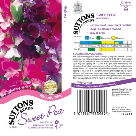 Suttons Sweet Pea Melody Mixed 133964 - Beattys of Loughrea | www.beattys.ie