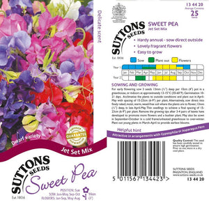 Suttons Sweet Pea Jet Set Mixed 134420 - SEED VEG & FLOWER - Beattys of Loughrea