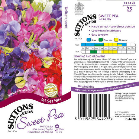 Suttons Sweet Pea Jet Set Mixed 134420 - Beattys of Loughrea | www.beattys.ie