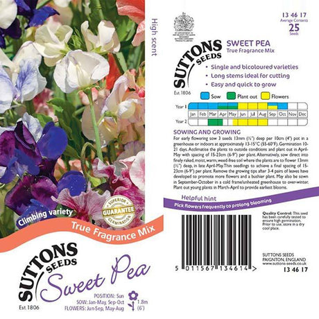 Suttons Sweet Pea True Fragrance Mix 134617 - SEED VEG & FLOWER - Beattys of Loughrea