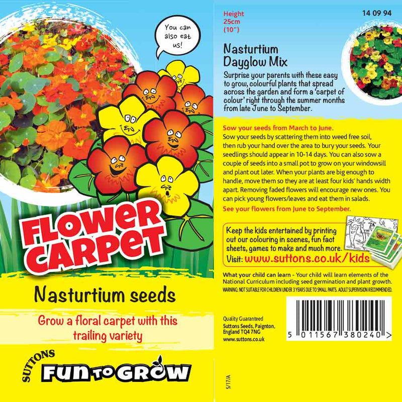 Suttons Flower Carpet (Nasturtium* Dayglow Mix) Ftg - SEED VEG & FLOWER - Beattys of Loughrea