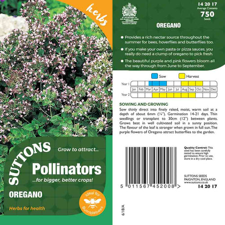 Suttons Oregano Pp - SEED VEG & FLOWER - Beattys of Loughrea