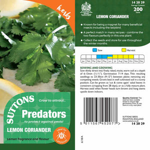 Suttons Lemon Coriander Pp - SEED VEG & FLOWER - Beattys of Loughrea