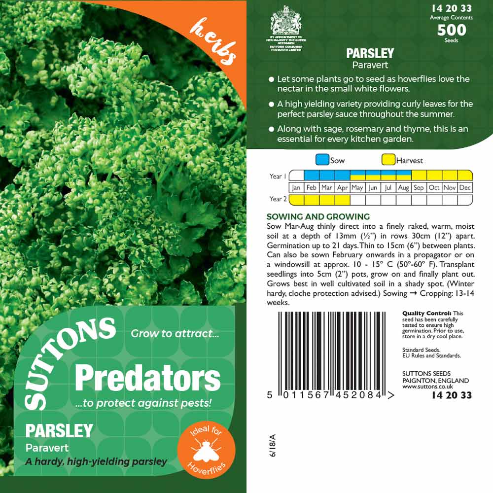 Suttons Parsley Paravert Pp - SEED VEG & FLOWER - Beattys of Loughrea