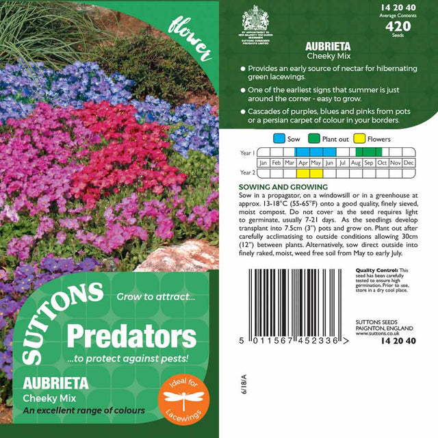 Suttons Aubrieta Cheeky Mix Pp - SEED VEG & FLOWER - Beattys of Loughrea