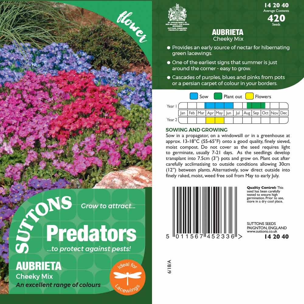 Suttons Aubrieta Cheeky Mix Pp - SEED VEG & FLOWER - Beattys of Loughrea