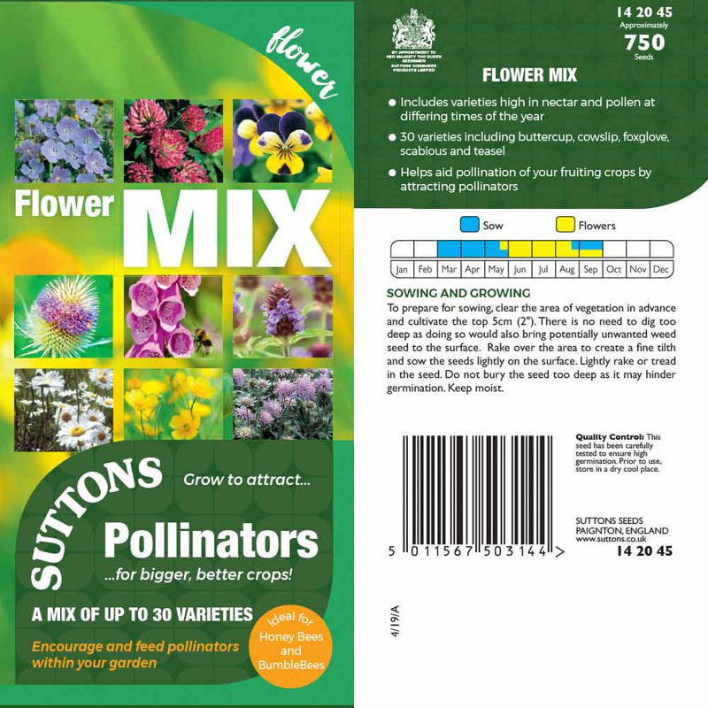 Suttons Pollinator Flower Mix Pp - SEED VEG & FLOWER - Beattys of Loughrea