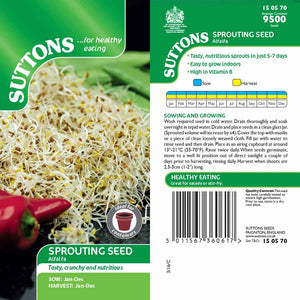 Suttons Alfalfa Sprouting 150570 - SEED VEG & FLOWER - Beattys of Loughrea