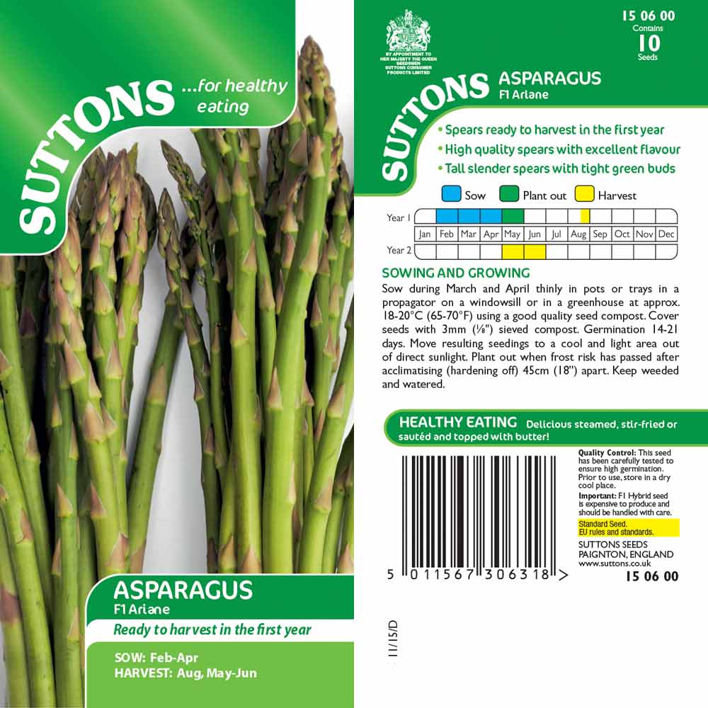 Suttons Asparagus - Ariane G150600 - SEED VEG & FLOWER - Beattys of Loughrea
