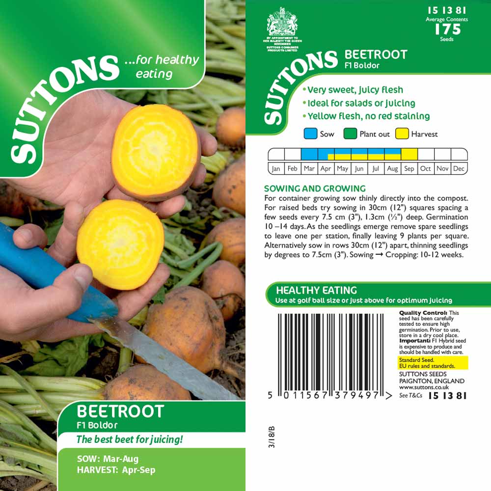 Suttons Beetroot F1 Boldor - SEED VEG & FLOWER - Beattys of Loughrea