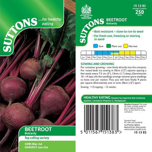 Suttons Beetroot Boltardy 151383 - SEED VEG & FLOWER - Beattys of Loughrea