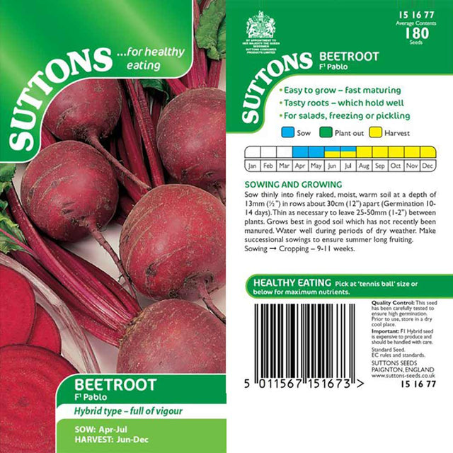 Suttons Beetroot Pablo F1 151677 - SEED VEG & FLOWER - Beattys of Loughrea