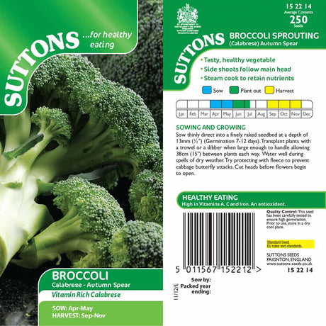 Suttons Broccoli Autumn Spear 152214 - SEED VEG & FLOWER - Beattys of Loughrea