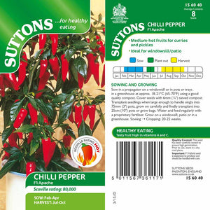 Suttons Chilli Pepper Apache F1 G156040 - SEED VEG & FLOWER - Beattys of Loughrea