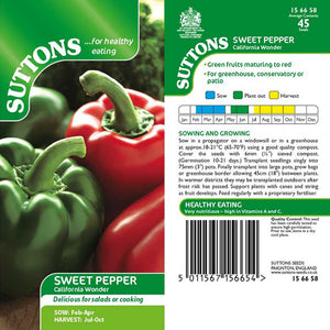 Suttons Capsicum Pepper California Wonder 156658 - SEED VEG & FLOWER - Beattys of Loughrea