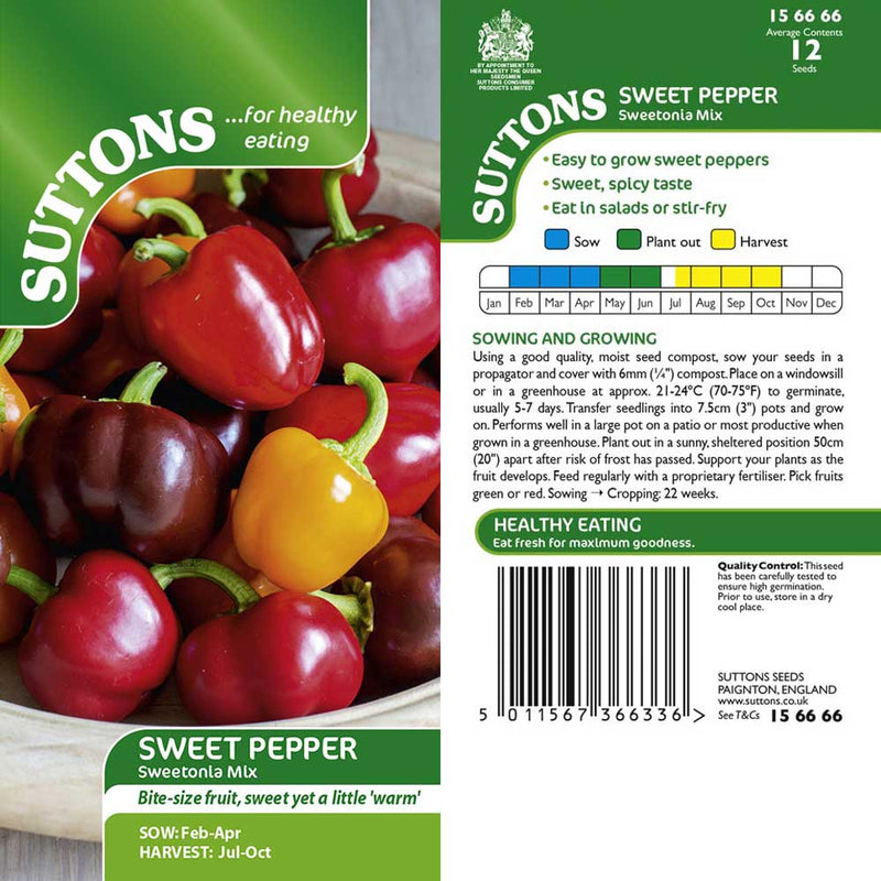 Suttons Pepper Sweet Sweetonia Mix G156666 - SEED VEG & FLOWER - Beattys of Loughrea