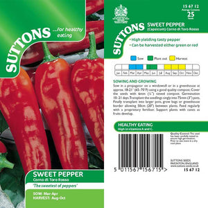 Suttons Capsicum Torno Di Toro Rosso 156712 - Beattys of Loughrea | www.beattys.ie