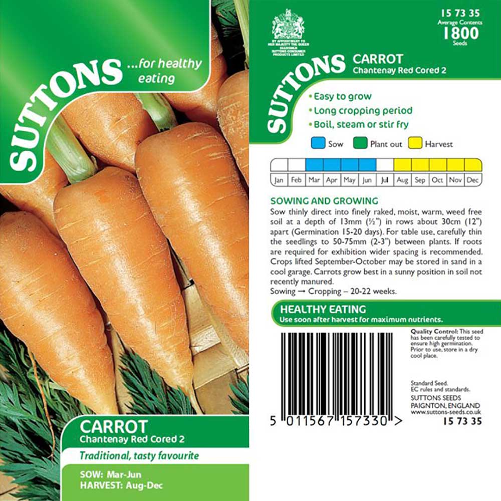 Suttons Carrot Chantenay Red Cored 157335 - SEED VEG & FLOWER - Beattys of Loughrea