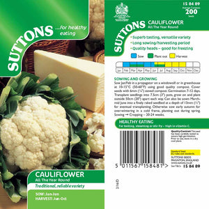 Suttons Cauliflower All Year Round 158489 - SEED VEG & FLOWER - Beattys of Loughrea