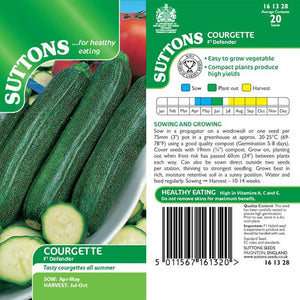 Suttons Courgette Defender F1 G161328 - SEED VEG & FLOWER - Beattys of Loughrea
