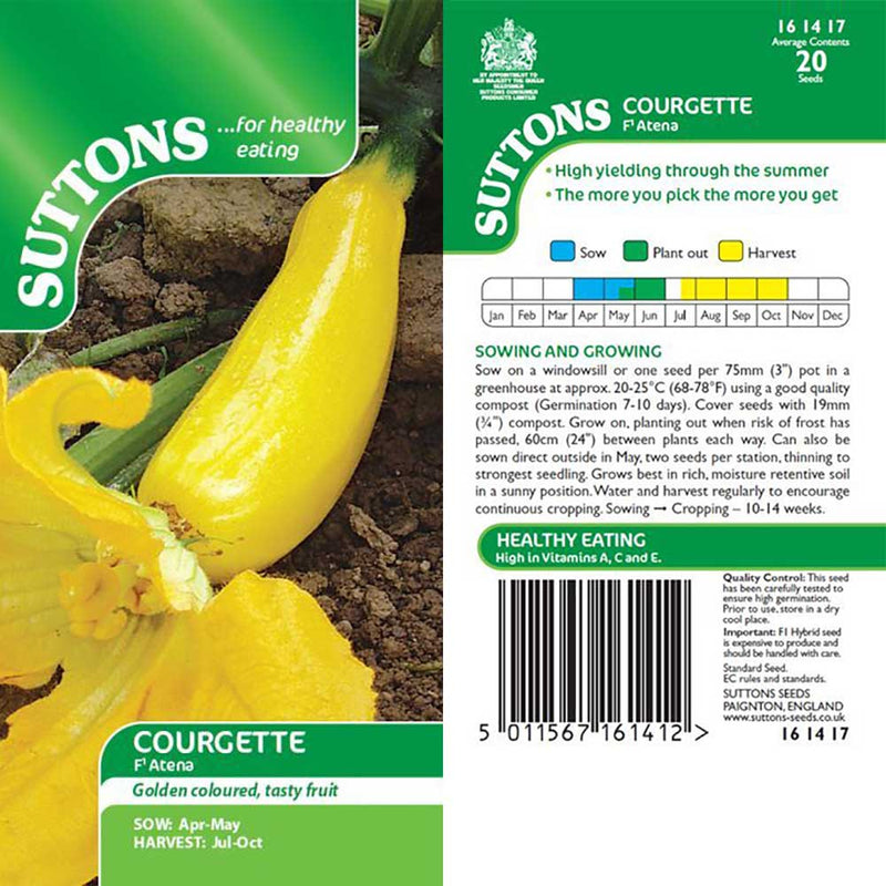 Suttons Courgette Atena F1 G161417 - SEED VEG & FLOWER - Beattys of Loughrea