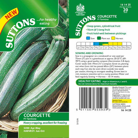 Suttons Courgette Tarmino F1 G161425 - SEED VEG & FLOWER - Beattys of Loughrea