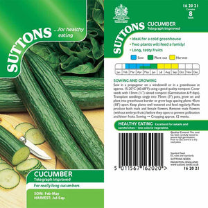 Suttons Cucumber Telegraph Improved 162021 - SEED VEG & FLOWER - Beattys of Loughrea