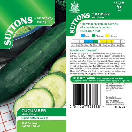Suttons Cucumber Marketmore 162226 - SEED VEG & FLOWER - Beattys of Loughrea