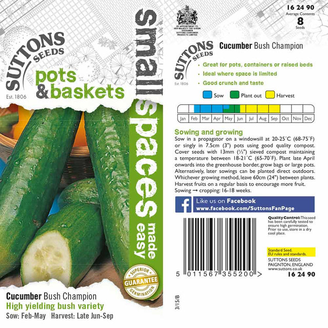 Suttons Cucumber Bush Champion - Beattys of Loughrea | www.beattys.ie