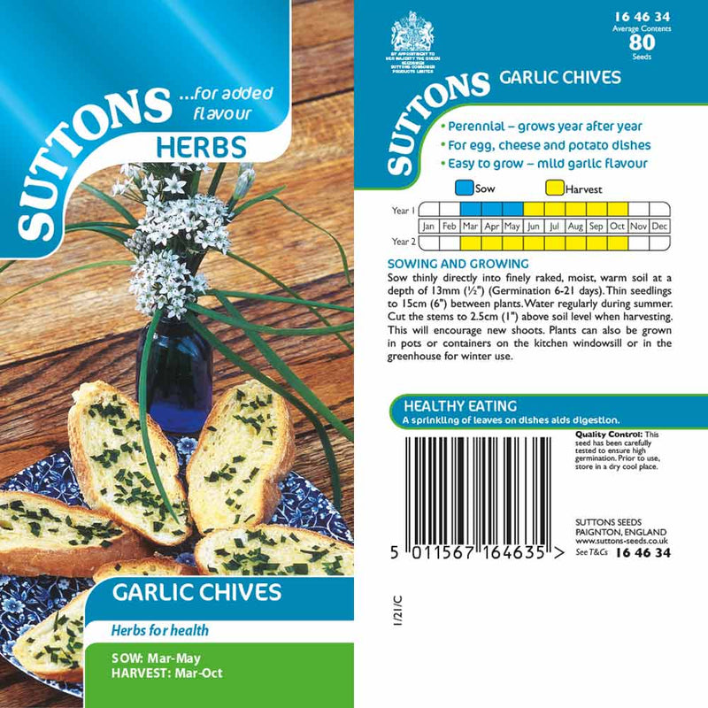Suttons Herbs Garlic Chives 164634 - SEED VEG & FLOWER - Beattys of Loughrea
