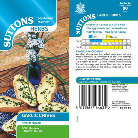 Suttons Herbs Garlic Chives 164634 - SEED VEG & FLOWER - Beattys of Loughrea