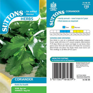 Suttons Herb Coriander 164650 - SEED VEG & FLOWER - Beattys of Loughrea