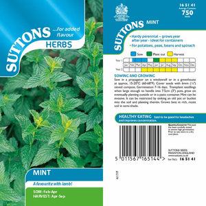 Suttons Herb Mint 165141 - SEED VEG & FLOWER - Beattys of Loughrea
