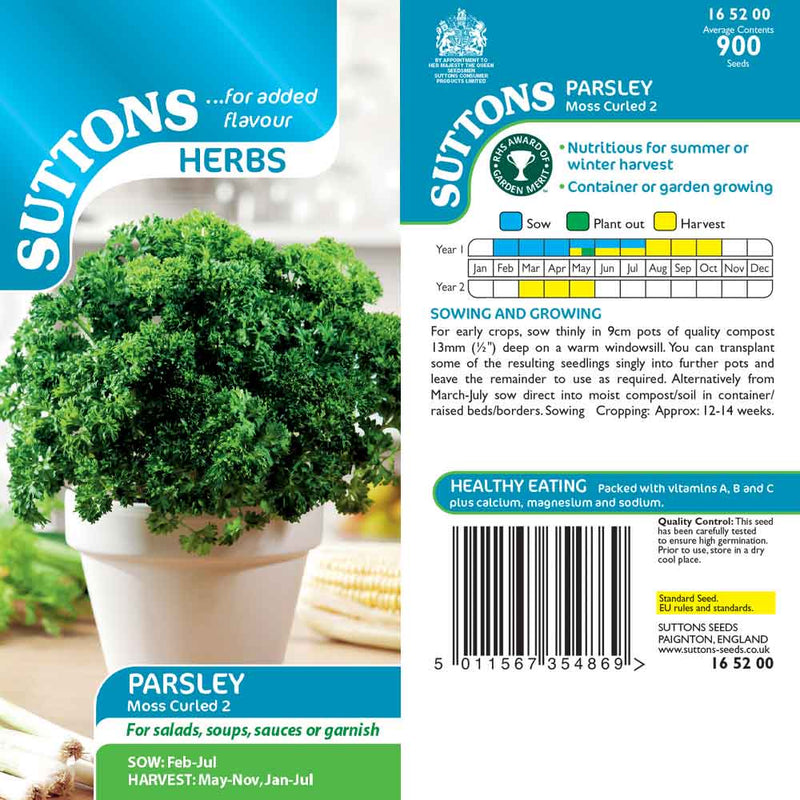 Suttons Herb Parsley Moss Curled 2 - SEED VEG & FLOWER - Beattys of Loughrea