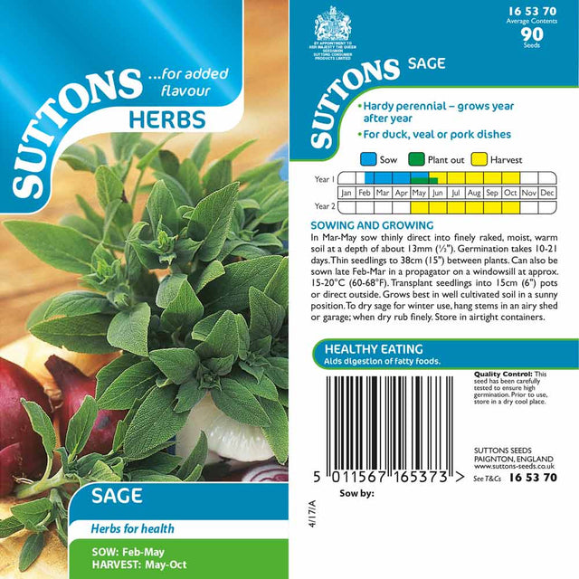 Suttons Herb Sage 165370 - SEED VEG & FLOWER - Beattys of Loughrea