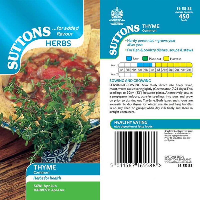 Suttons Herb Thyme Common 165583 - SEED VEG & FLOWER - Beattys of Loughrea