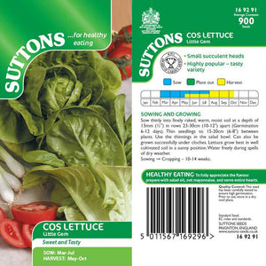 Suttons Lettuce Little Gem Cos 169291 - SEED VEG & FLOWER - Beattys of Loughrea